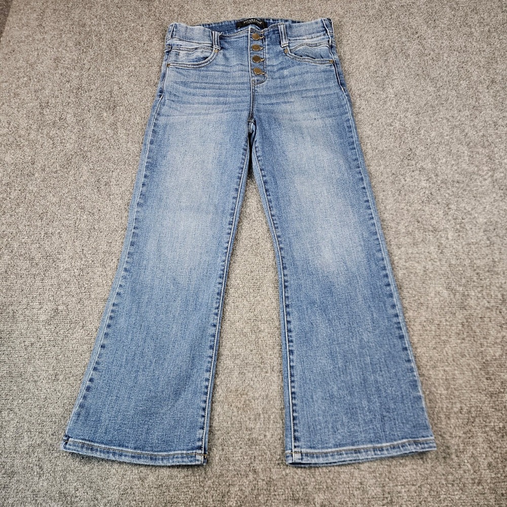 Liverpool‎ Los Angeles Gia Glider Flare Jeans Blue Pull On Faux Button Fly 4/27